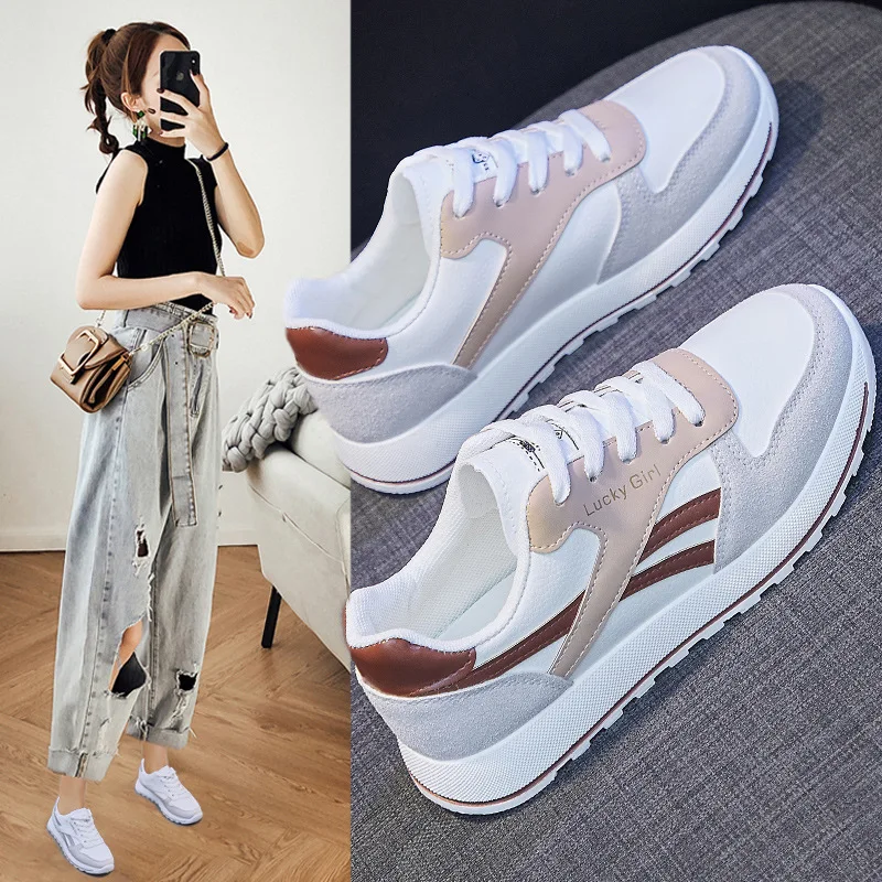 

Women Casual Sports Shoes Colors Street Leather Mesh Striped Comfortable Sneakers All Seasons Women Shoes
