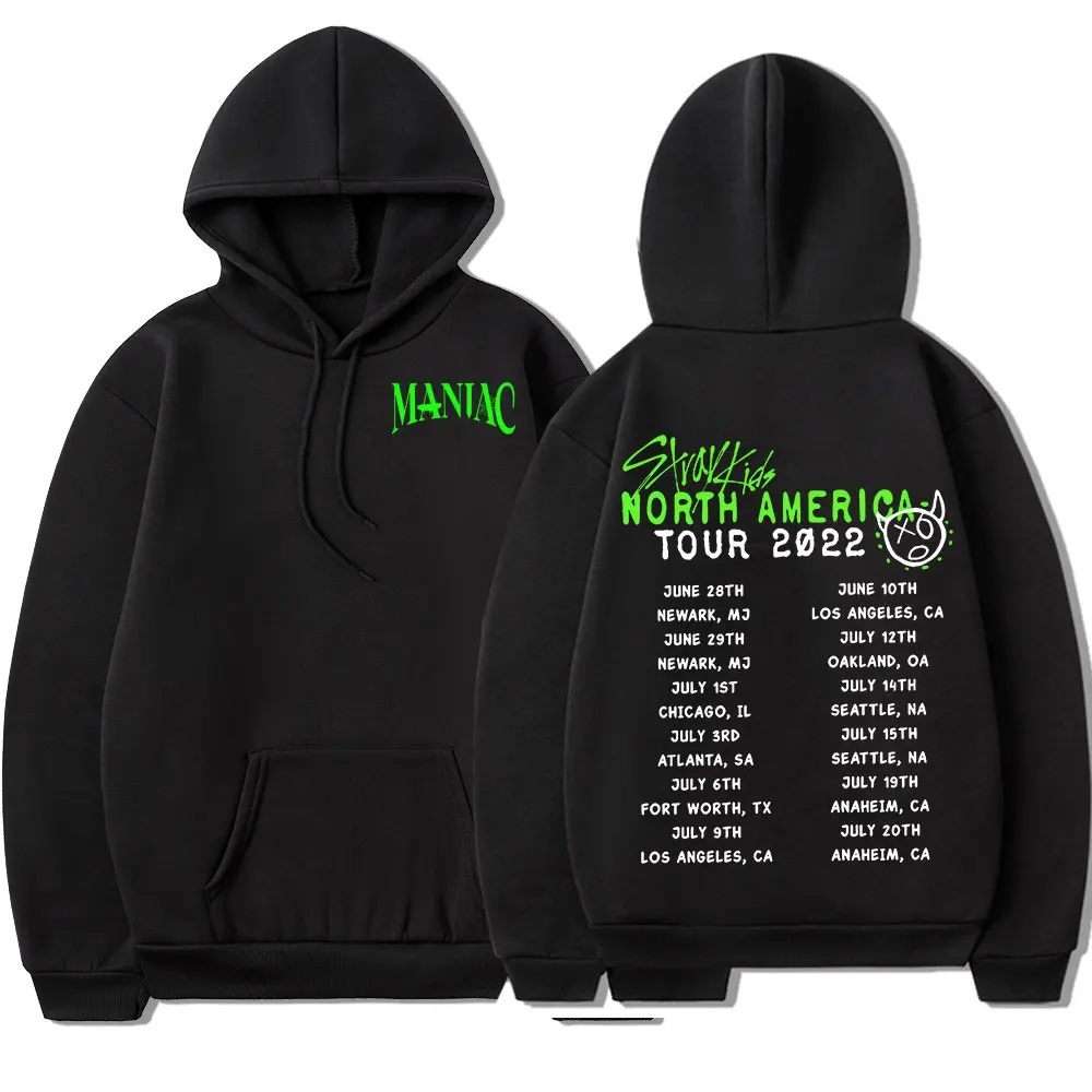 

Korean Stray Kids 2nd World Tour Maniac Print Hoodie Kpop Streetwear Men Women Hooded Sweatshirts Oversized Fashion Pullover