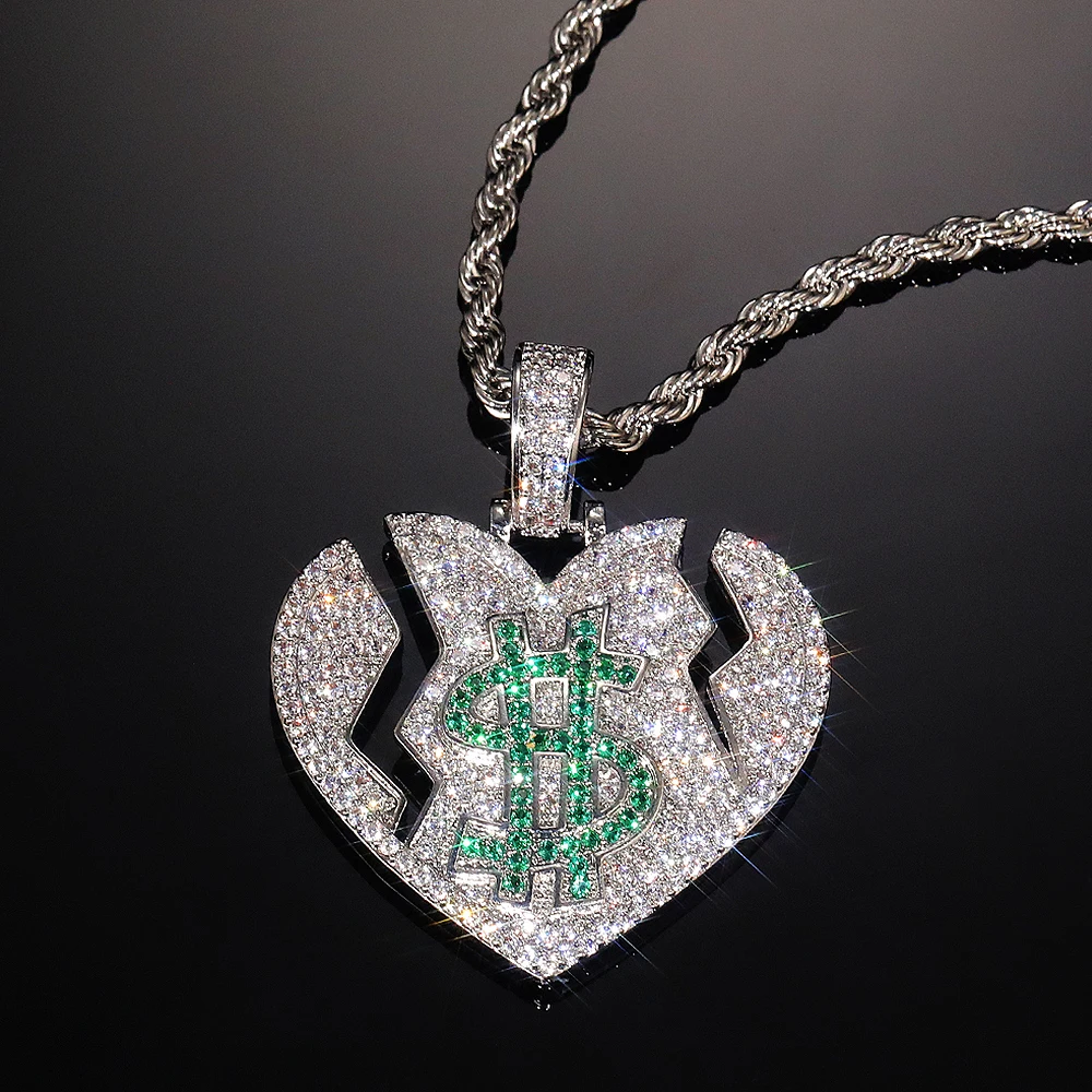 Huitan длинное ожерелье с подвеской в форме сердца для женщин/мужчин зеленым знаком