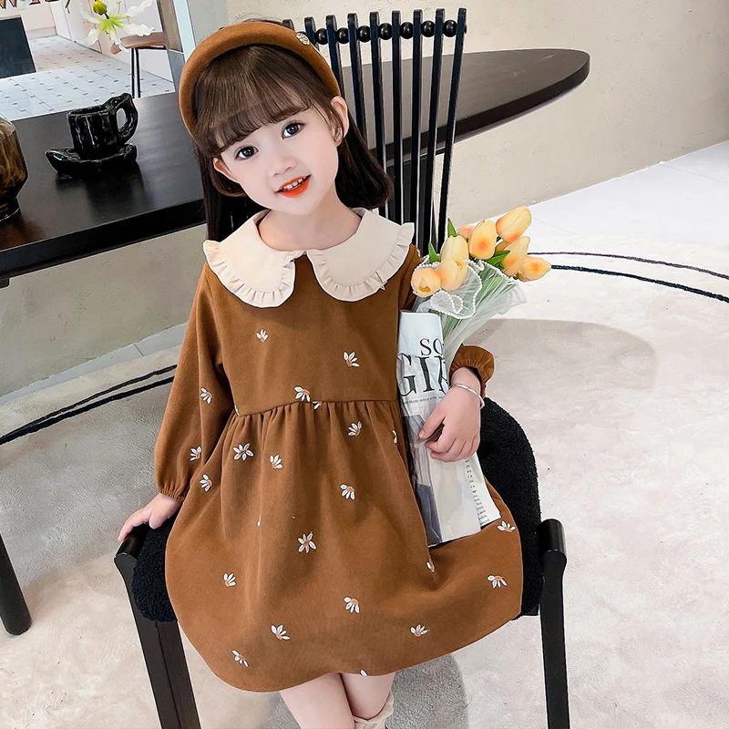 Платье для девочек на весну и осень платье с длинным рукавом кукольным