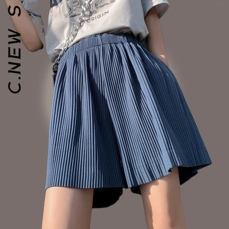 

C.New S Pants Women New Shorts Summer High Waist Sportswear Solid Color Loose Short Pants For Women Wide Leg Hip Women's Pants