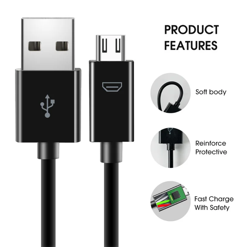 3/2/1M Micro USB Cable USB Power Extension Cable for Security Camera Android Phone Charging Cord USB To Micro Power Adapters