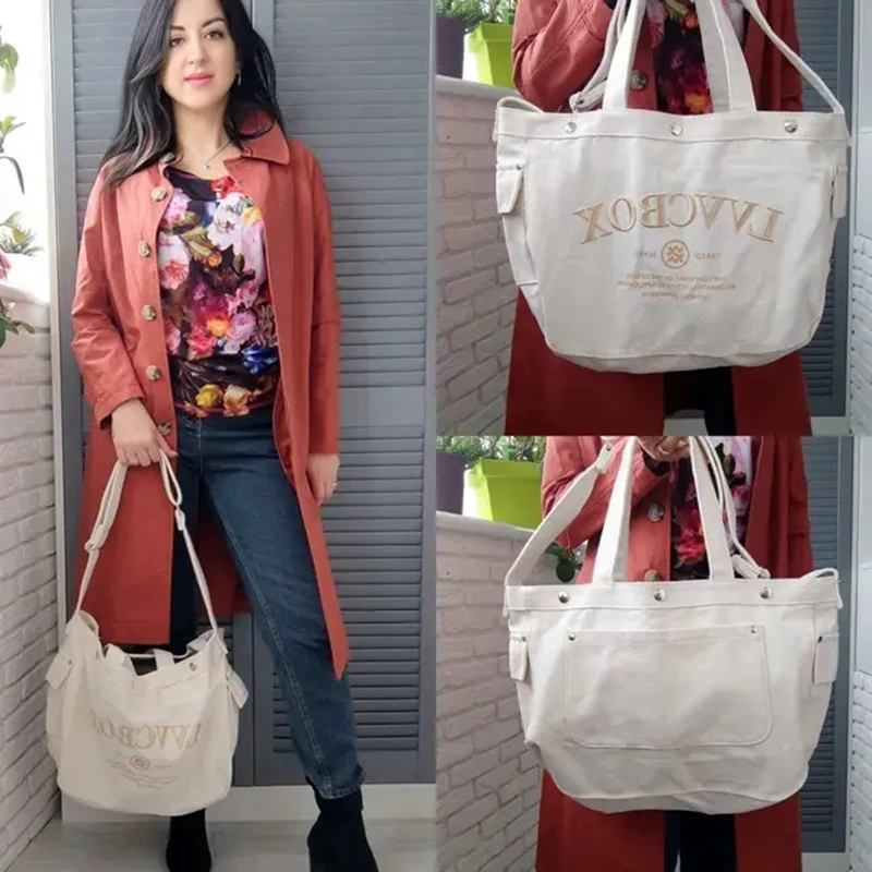 WINNIE Women Shoulder Bag Large Capacity Letters Designer Ladies HandBag Messenger Bag Female Crossbody Bags  Denim Canvas bag