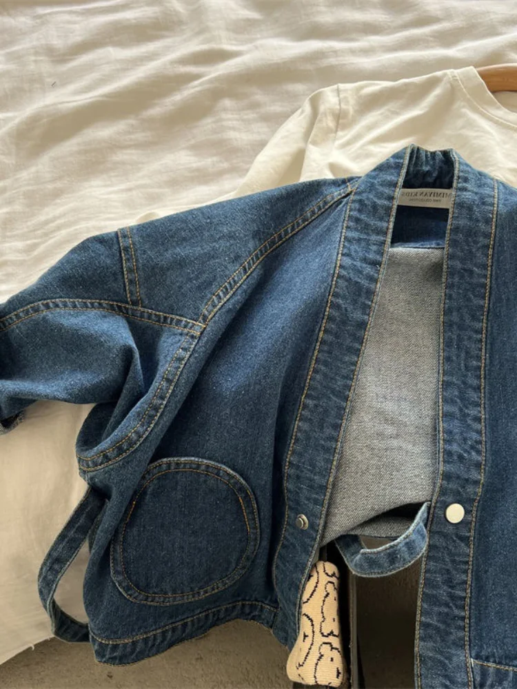 Джинсовое пальто для маленьких и средних детей 2023 Bujianna Tide ~ Весенняя новая