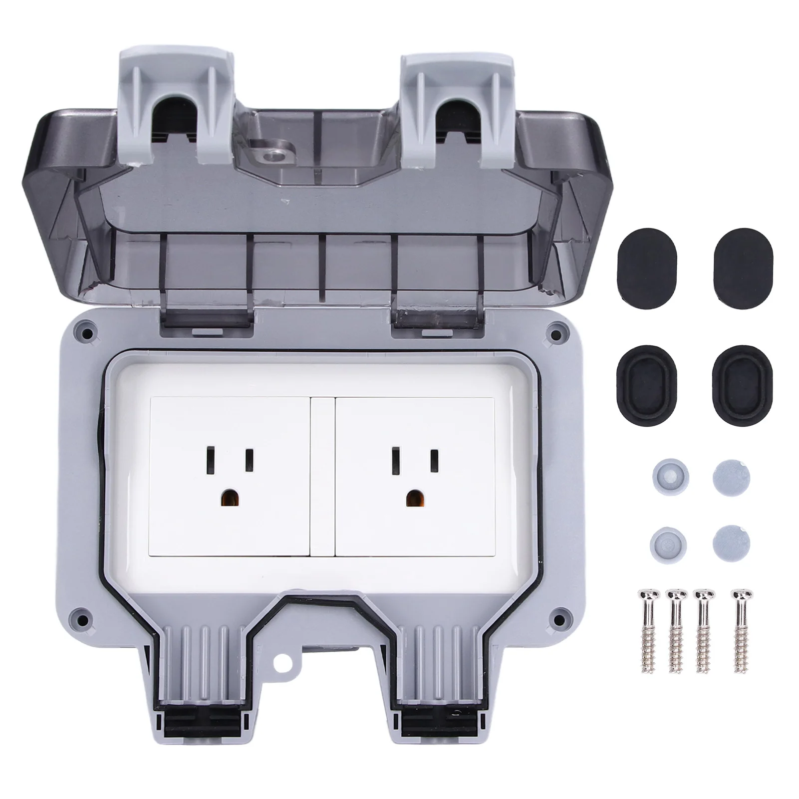 

Outdoor Waterproof Socket Wall Electrical Outlet IP66 Weatherproof Box 2 Gang Switched Socket US Style 250V 15A Power Equipment