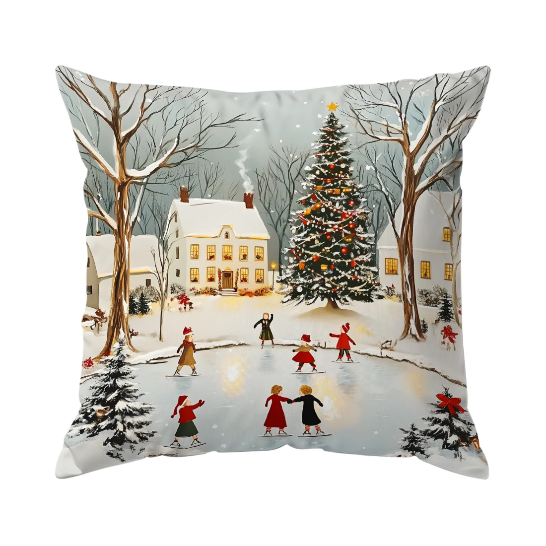Декоративная подушка 45x45 см  Christmas winter snow scene