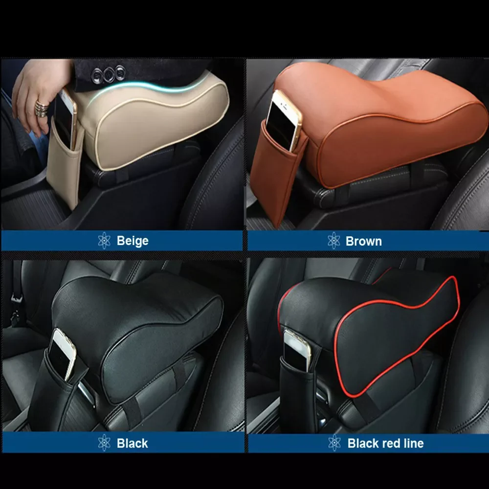 

Armrest Box Booster Cushion Memory Foam Armrest Cushion Center Console Armrest Pillow Cushion With Phone Holder Storage Bag