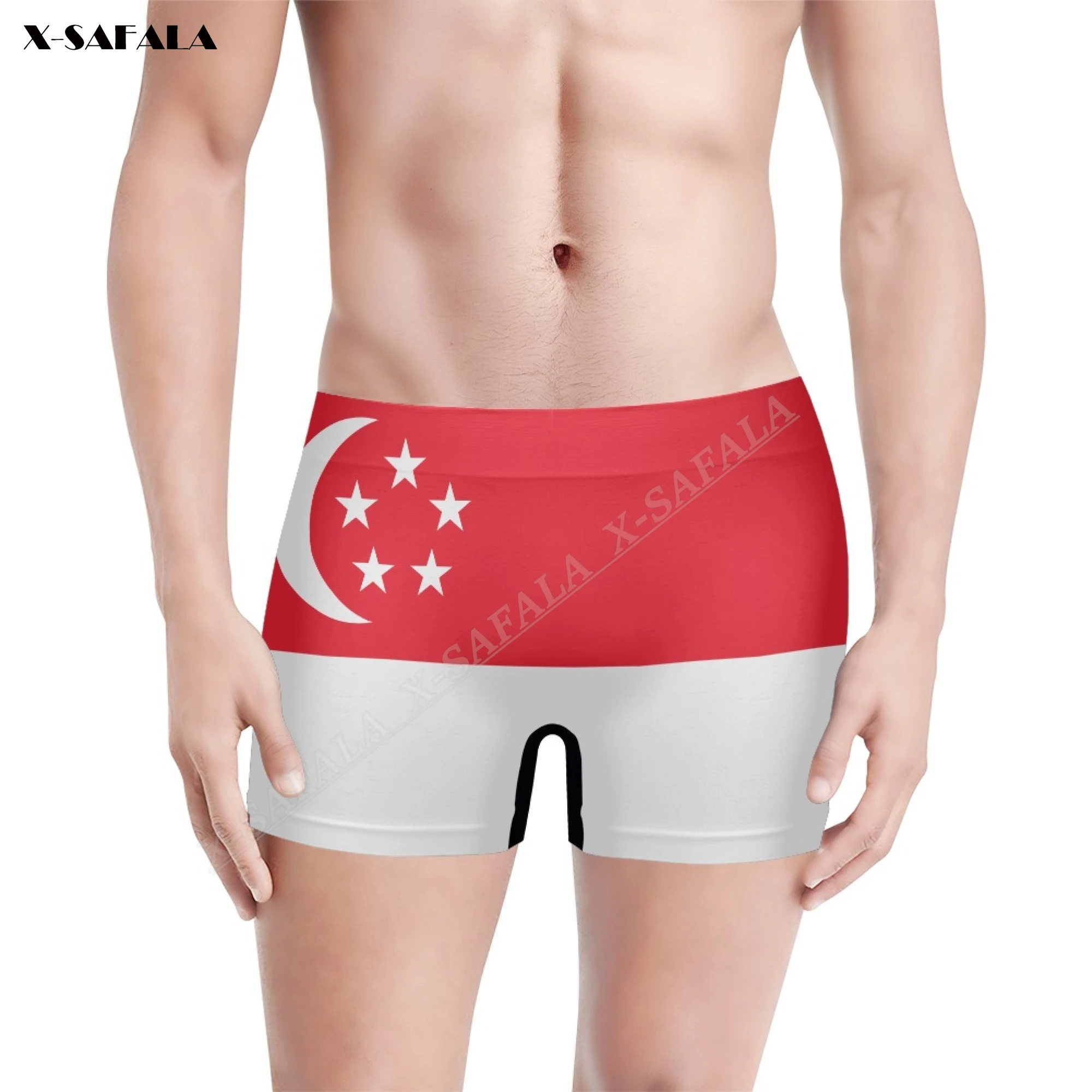 

Singapore Gambia Flag 3D Printing Breathable Men's Underwear Shorts Seamless High Elastic Swimwear Beach Swimming Trunks