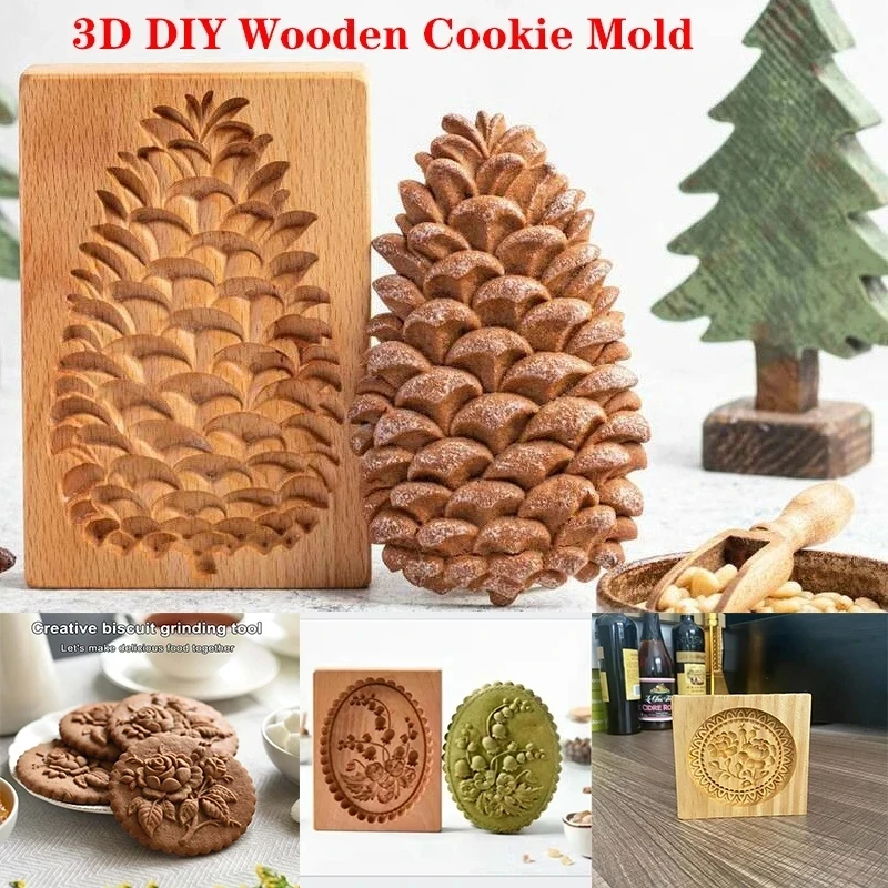 

Wooden Cookie Molds Cookie Wooden Gingerbread Cookie Moulds Press 3D Cake Embossing Baking Mold Pumkin Cutter Bakery Gadgets