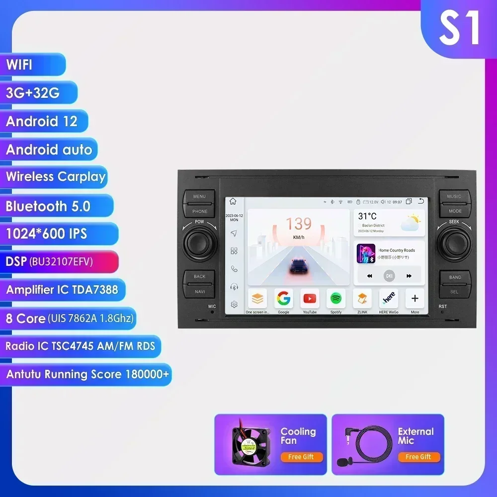 

Hizpo 2 Din Android авторадио стерео GPS Carplay автомобильный радиоприемник для Ford Focus 2 Mondeo S/C-Max Kuga Fiesta Fusion мультимедийное видео
