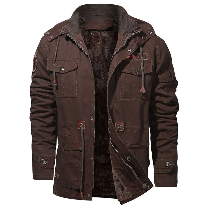 

2023 Men's Vintage Outdoor Jacket Military Coats Autumn Winter New Trendy Fashion Cotton Fleece Hoodies Outwears 12A1965
