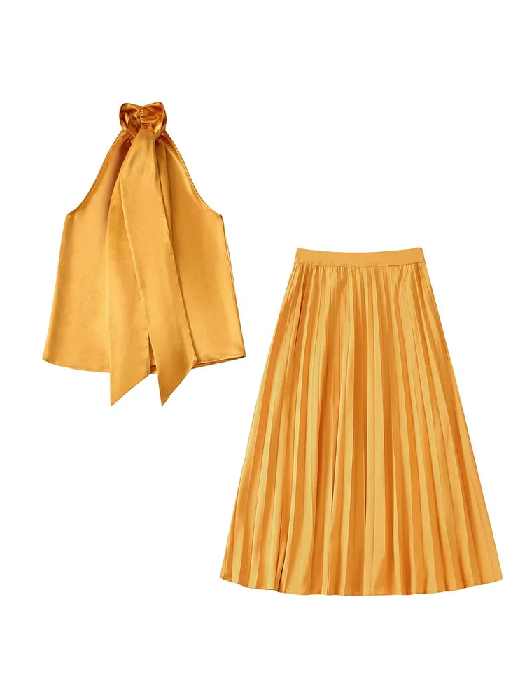 

Женский костюм с розовой рубашкой с цветочным принтом, шикарный женский костюм с юбкой миди на завязках с высокой талией, элегантные подход...