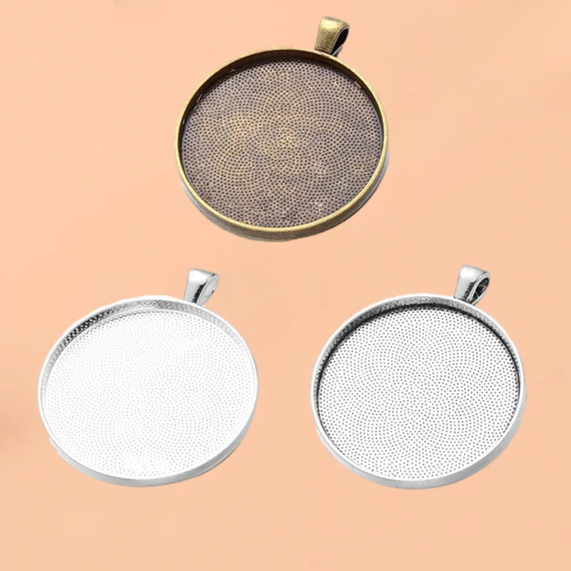 

6pcs/Lot Tibetan Silver Large Round Frame Bezel Necklace Pendant Making Trays Cameo Cabochon Base Settings Accessories 38mm