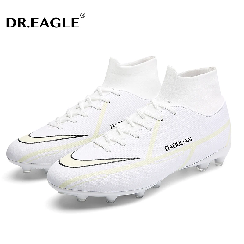 

DR.EAGLE Men Soccer Shoes AG/TF High Ankle Football Boots Outdoor Non Slip Ultralight Kids Football Cleats Sneakers Plus Size 47