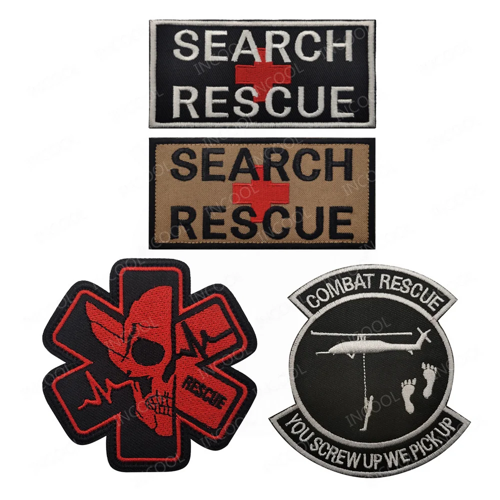 Search Rescue Red Cross MED Medic Service Dog Tactical Military Patches Armband Appliqued Badges For Harness Vests Chevron Strip