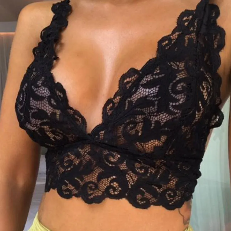 

Women Lace Bra Ladies Seamless Underwear Vest Sexy Lingerie Ultra-Thin Comfortable Lingerie Hollow Female Strap Tube Top