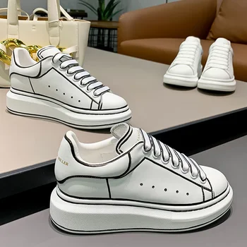 2023 Spring And Autumn New Super Hot Graffiti White Shoes Women's Thick-sed High-heeled Sneakers All-match Casual Sneaker 1