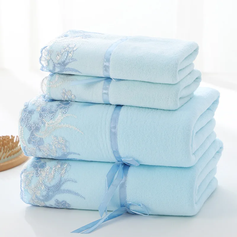 

Комплект роскошных полотенец из микрофибры, кружевное вышитые банные полотенца, подарочный набор, полотенце для лица, банное полотенце, быс...