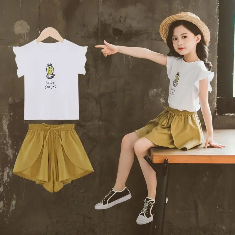 

Girls Baby Summer Set Two Piece Set Kids Clothes Outfits Short Sleeve + Short Outfits for Girl Teenage Children's Costume 7 Year