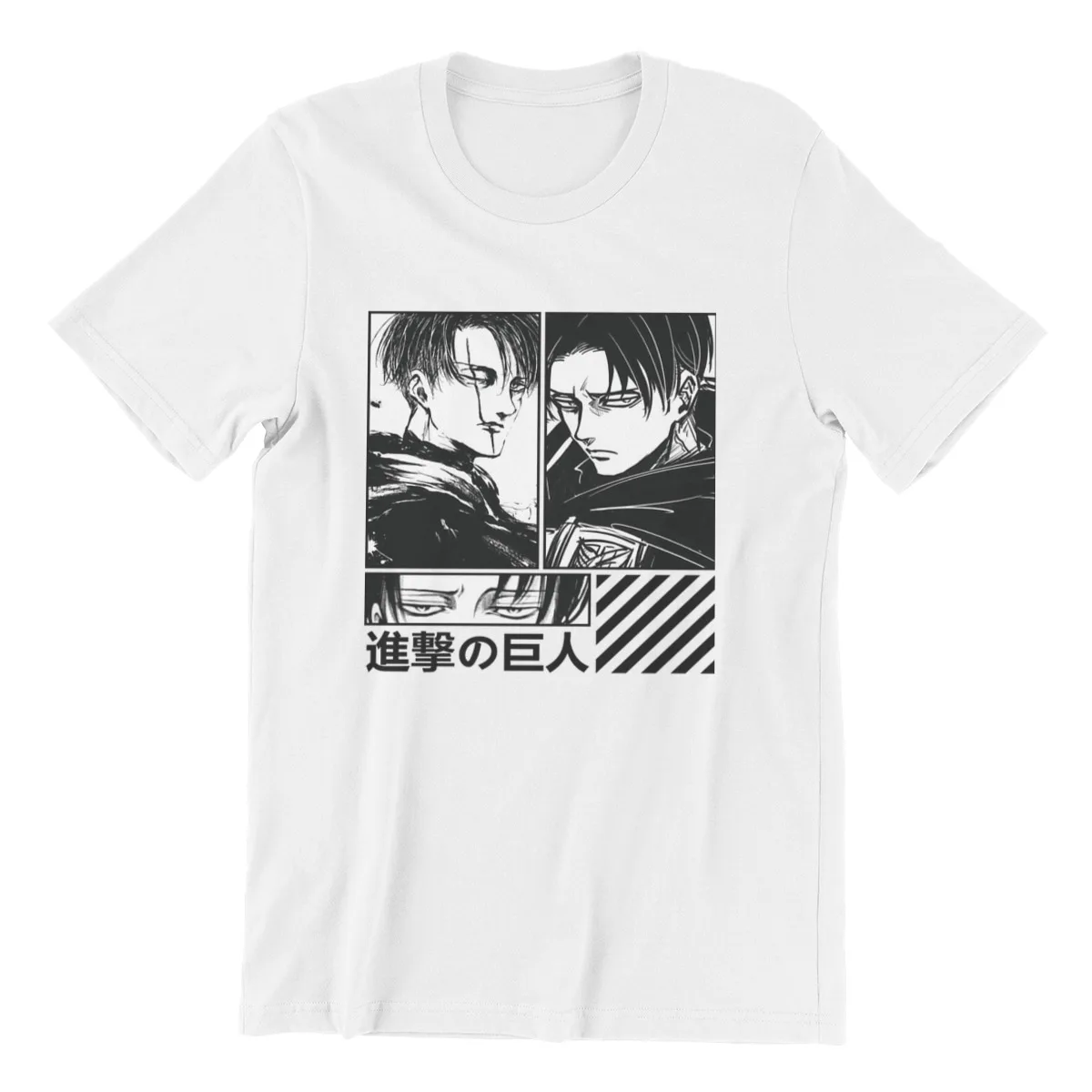 Levi Attack on titan for white  Anime Essentials Oversized Men Cotton Tshirt Tees Tops Anime Harajuku Streetwear