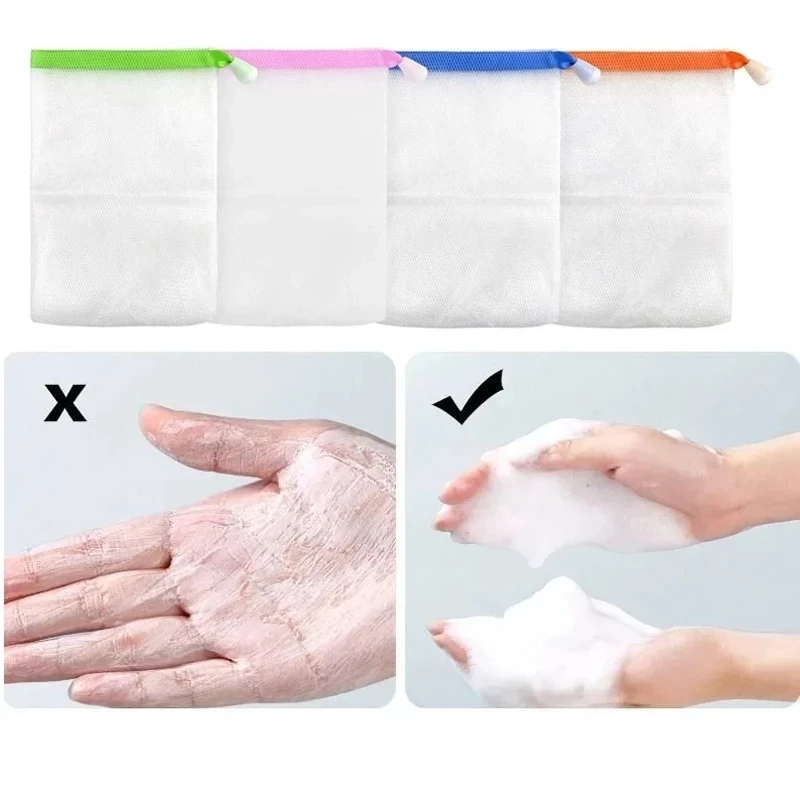 

10PCS Clean Foaming Mesh Bags Portable Soap Nets Body Washing Soap Facial Cleanser Foaming Mesh Bags Household Cleaning Supplies