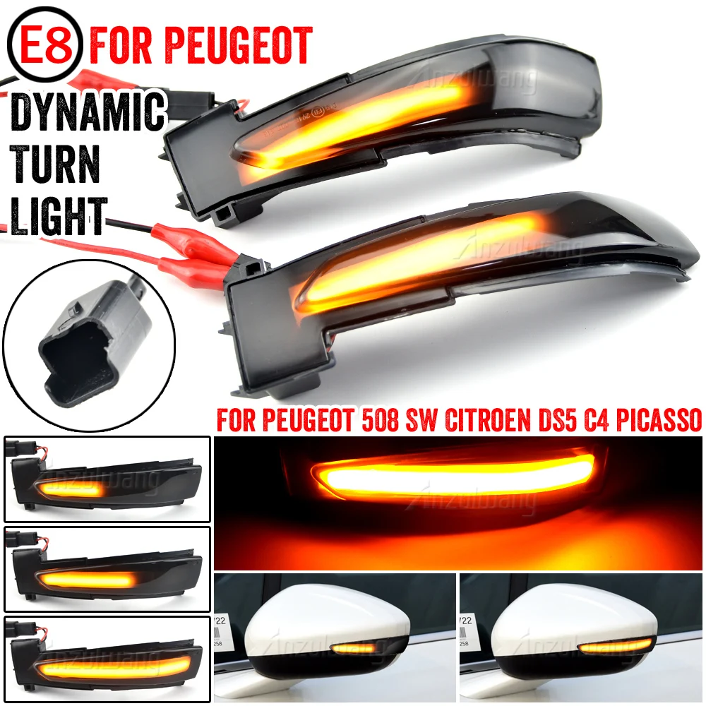 LED Dynamic Turn Signal Light For Peugeot 508 SW Flashing Indicator Sequential Blinker Lamp For Citroen DS5 C4 Grand Picasso II