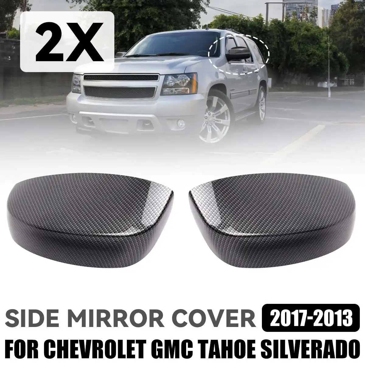 

2PCS Car Rearview Mirror Cover For Chevrolet GMC For TahoeSilverad Side Wing Rear View Mirror Covers Trim Car Styling