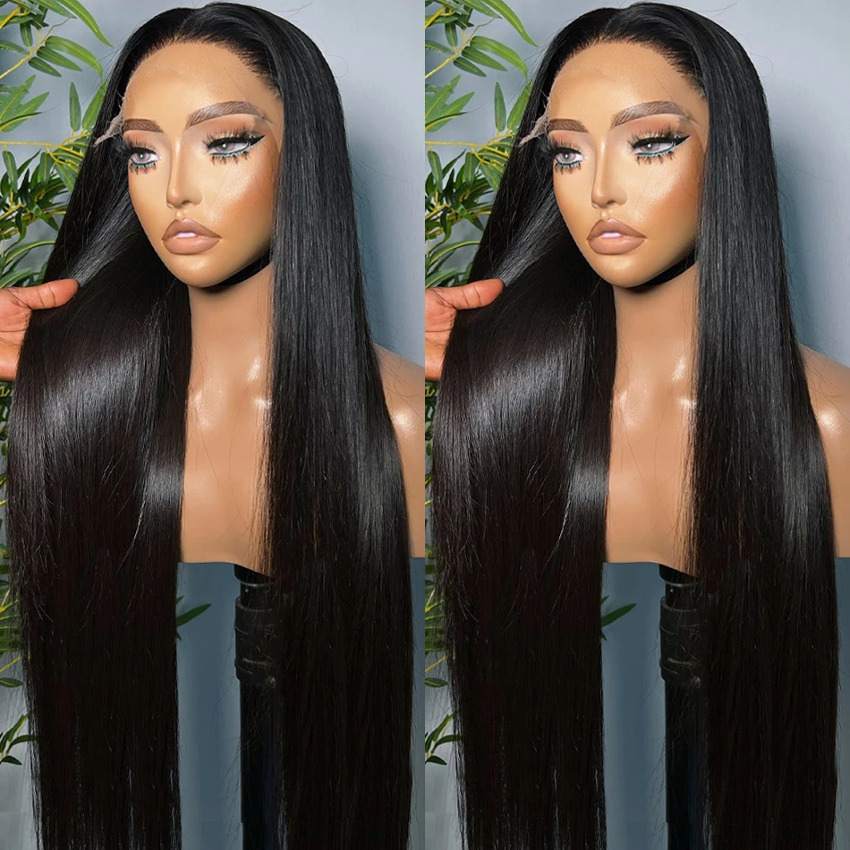 

Soft 26Inch 180Density Long Natural Black Silky Straight Lace Front Wig For Women BabyHair HeatResistant Preplucked Deep Part