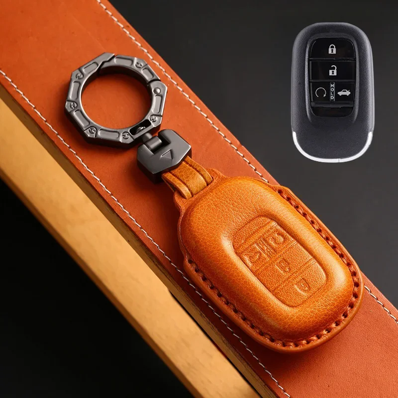 Умный автомобильный брелок для ключей из натуральной кожи Honda Civic Vezel Accord Sport SI EX