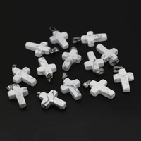 white turquoise cross pendant stone natural diy jewelry making necklace earring accessories religion gift party wholesale18x25mm