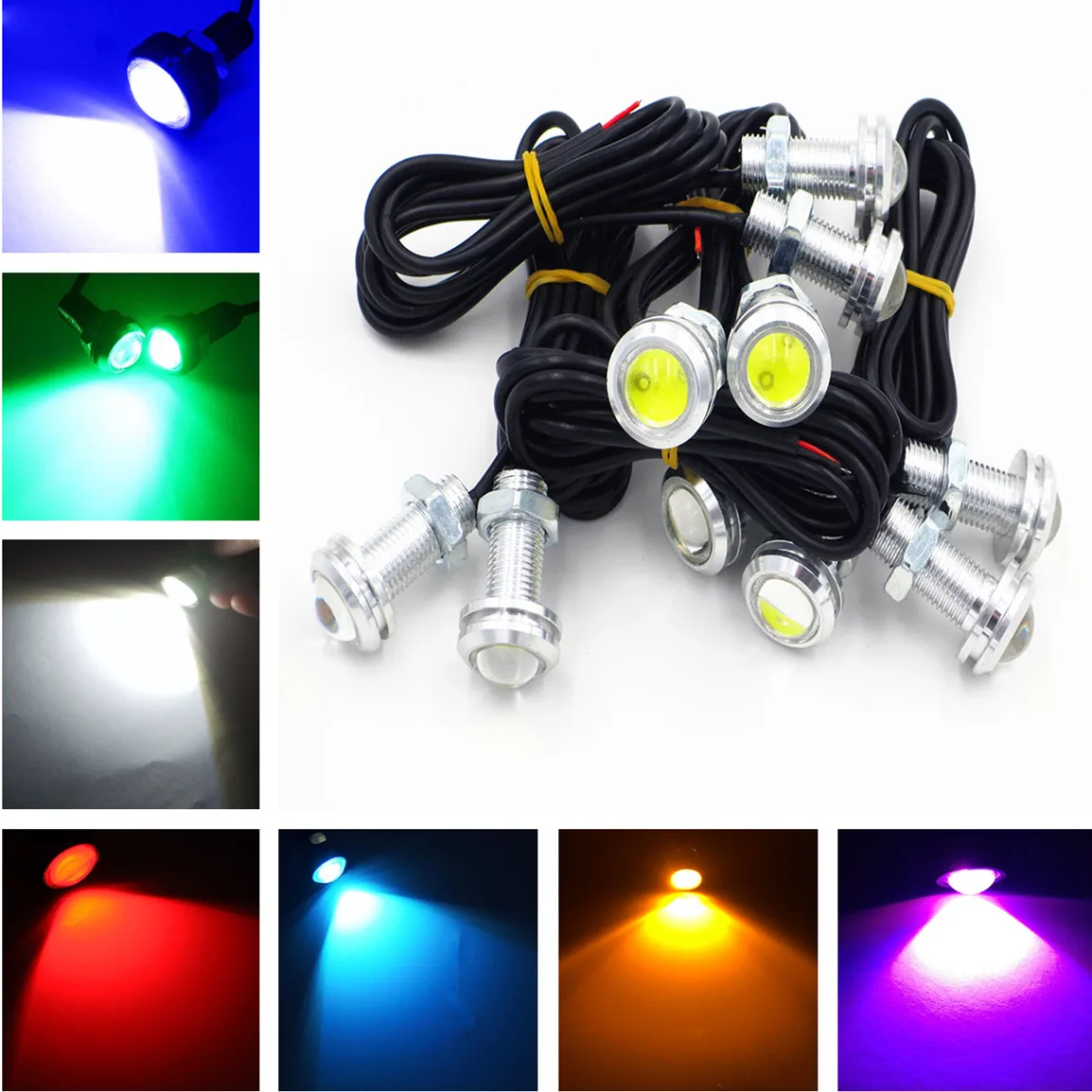 

10 шт., 18 мм, красный, белый, синий, янтарный, постоянный ток 12 В, 24 В, 9 Вт