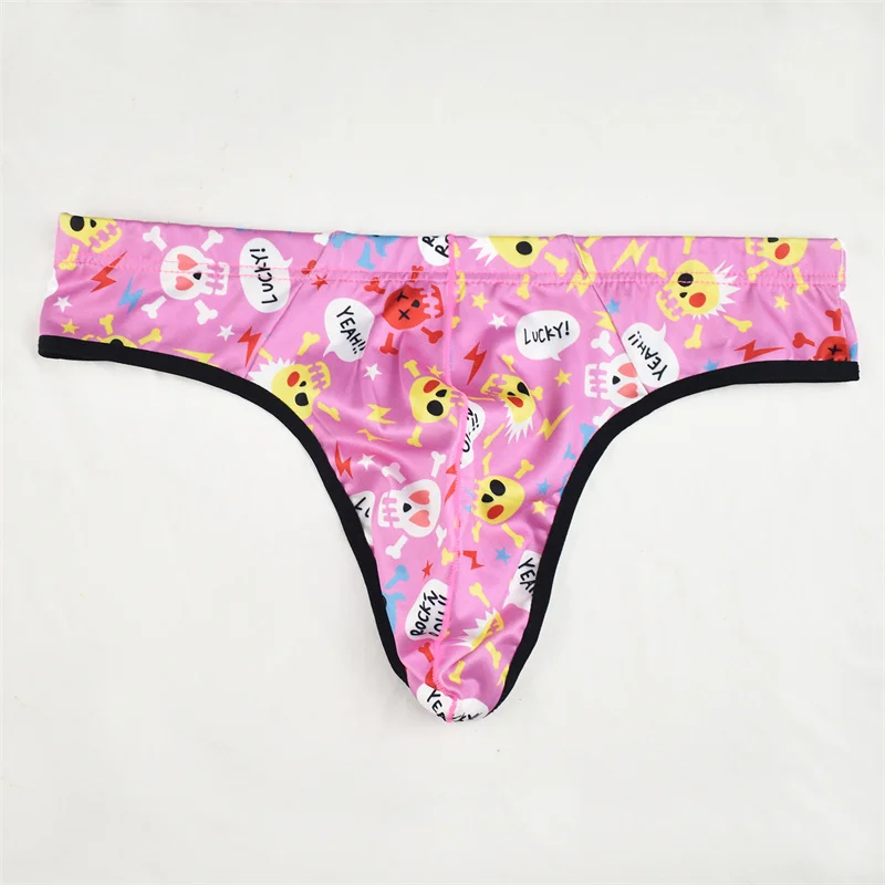 4PCS Men Underwear Thongs Breathable Men's Panties Fashion Print Thongs Underpants Underwear Simple Comfortable G-String Tanga