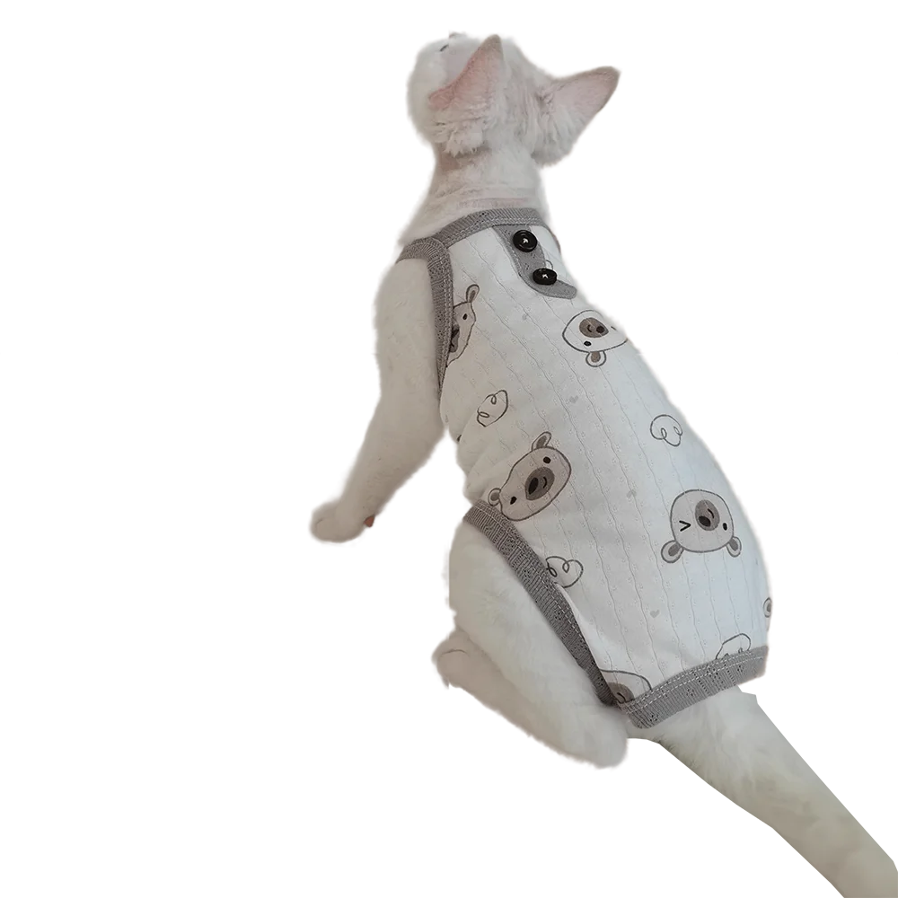 

Ultra-thin Summer Belly Protection Four-legged Sphynx Vest Cotton Breathable Sphinx Devon Rex Apparel for Hairless Cats Clothes