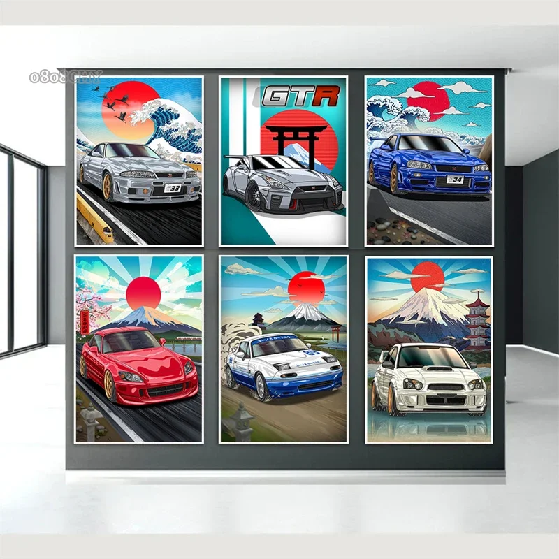 JDM Legend Street Racing Car Canvas Print Plakaty Nippon Supercar Настенная живопись Фреска для современной