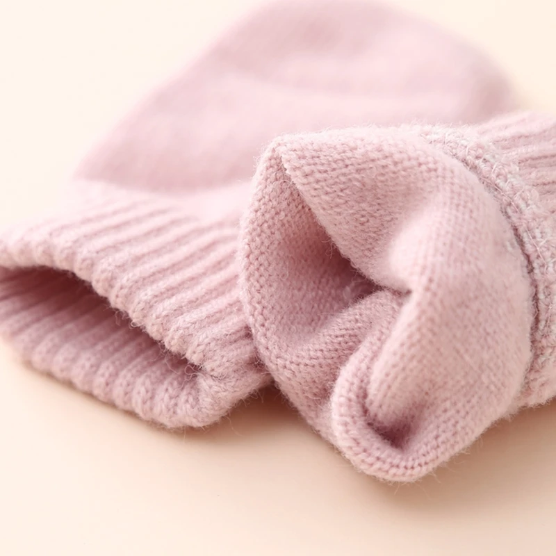 

Детская теплая шапка-бини, комплект с перчатками, вязаная шапка и перчатки, шарф для младенцев, шапка, комплект, однотонный для