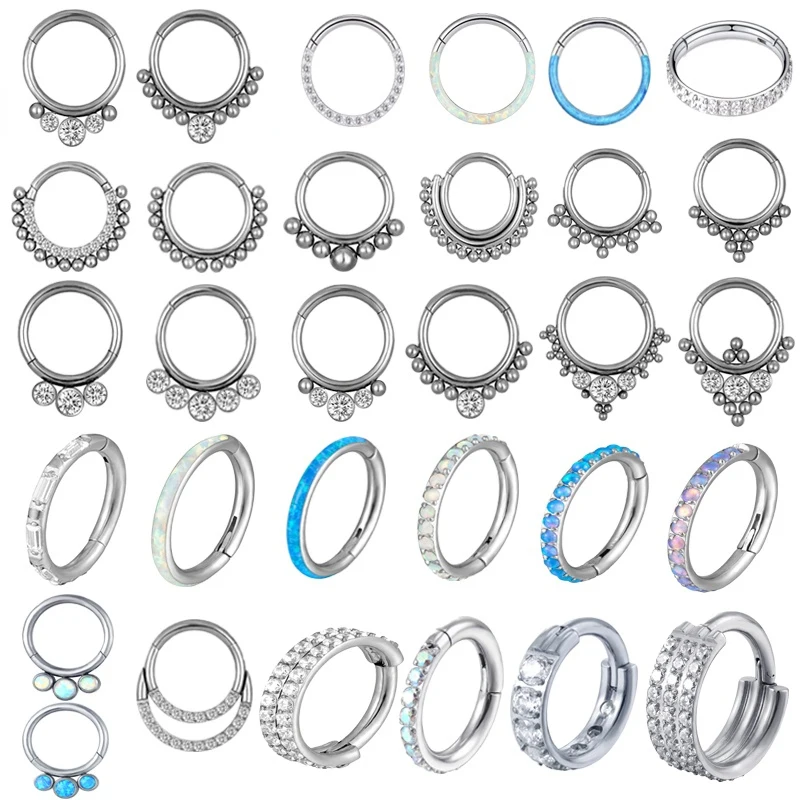 

1PC G23 Titanium Cubic Zieconia Height Segment Rings Open Small Septum Nose Earrings Fashion Body Piercing Jewelry