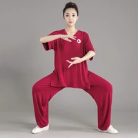 chinese style tai chi suit men women spring summer performance suit middle aged old practice martial arts dress kung fu uniform