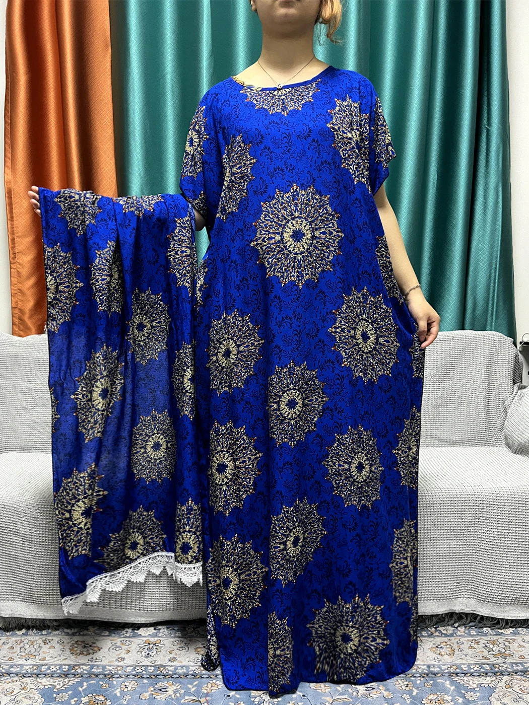 Мусульманская хлопковая ткань искусственная 2024 Boubou свободная Макси-Женская