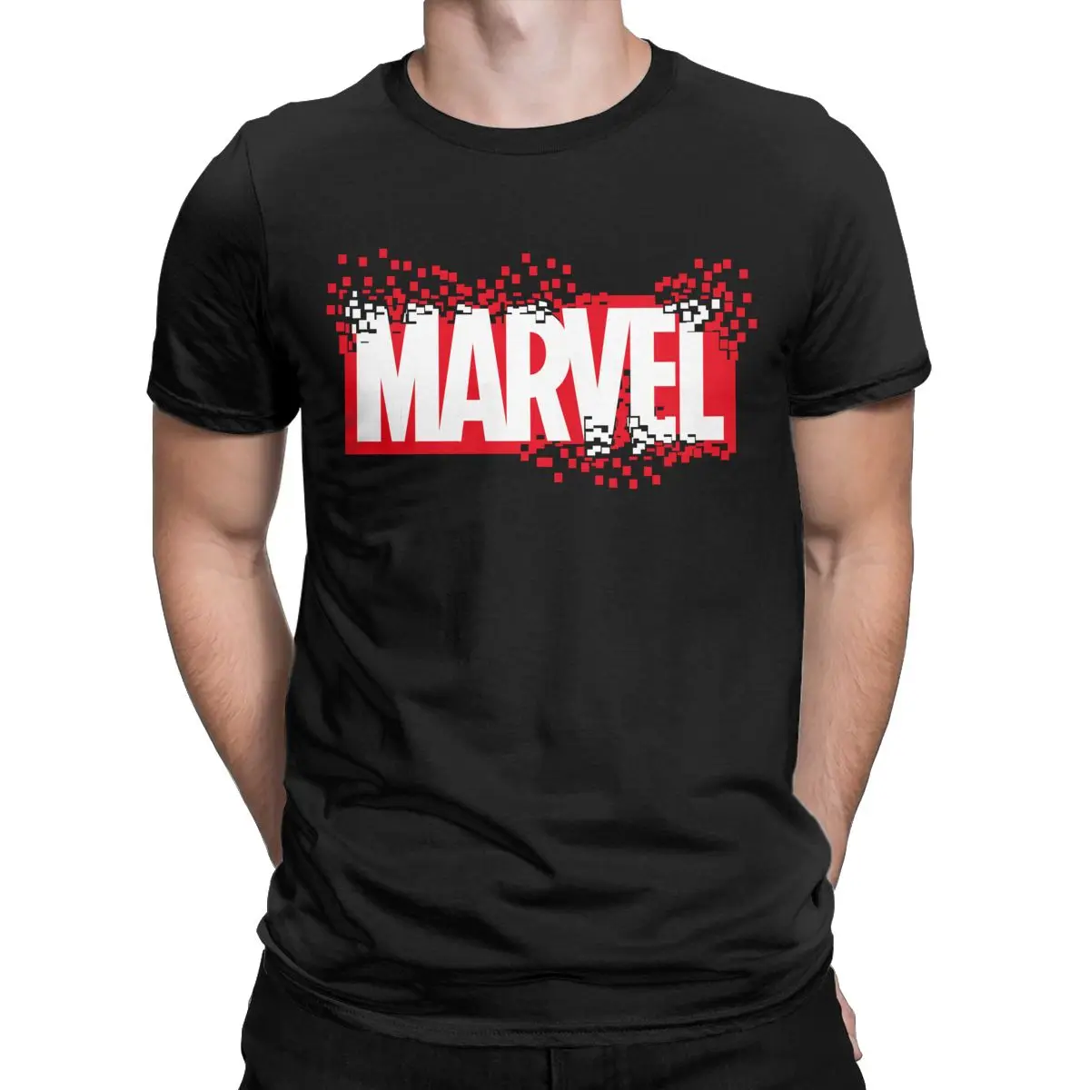 Men's   Disintegrating Marvel Logo T Shirt Pure Cotton Clothing Crazy Short Sleeve Round Collar Tees Unique T-Shirts