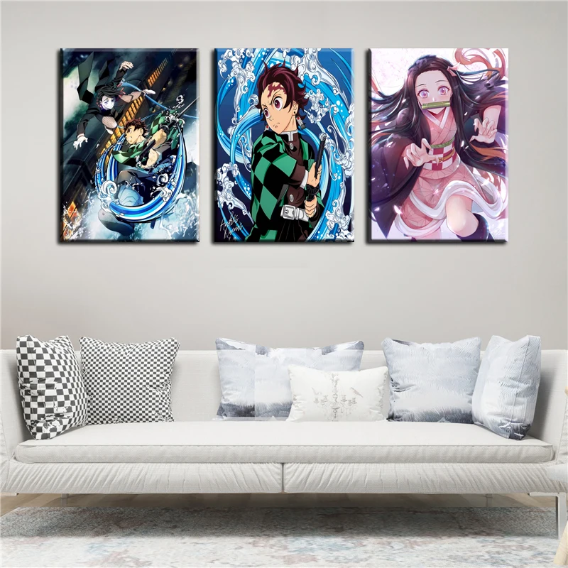 

Japnese Animation Poster Ghost-Slayer Decor Print Living Room Wall Art Canvas Bedroom Mural Modular Home Deocoration Wallpaper