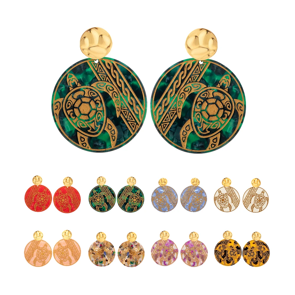 

Fashion Women's earrings Colorful Acetate jewelry Carving Tortoise shell Earring Dangle Earring Flamenco Accessorie Wholesale