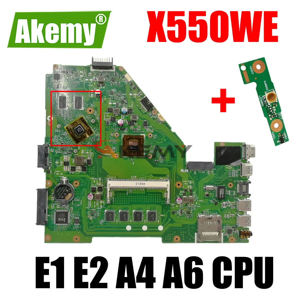 

Материнская плата для ноутбука X550WE E1 E2 A4 A6 CPU 4GB RAM для ASUS X550WE x550z-x550wak X552W X550WA