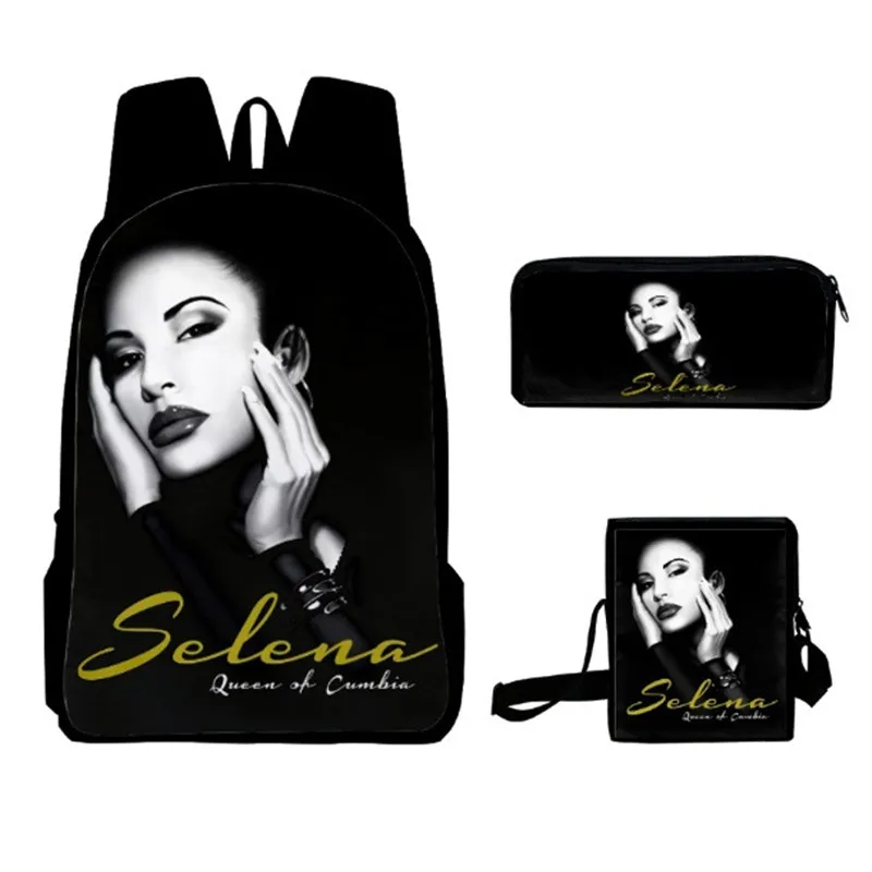 Фото Молодежный забавный рюкзак с 3D-принтом Selena Quintanilla, 3 шт./компл., студенческие дорожные сумки, рюкзак для ноутбука, рюкзак на каждый день, сумка через плечо, пенал №1