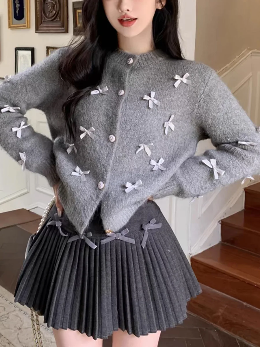 Женский Осенний дизайнерский кардиган 2024 свитер пальто на одной пуговице