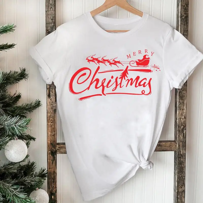 

Women Merry Christmas Santa Claus Winter 2022 Graphic Tees New Year Holiday Fashion Ladies Top Tshirt Nice Vacation T T-shirt