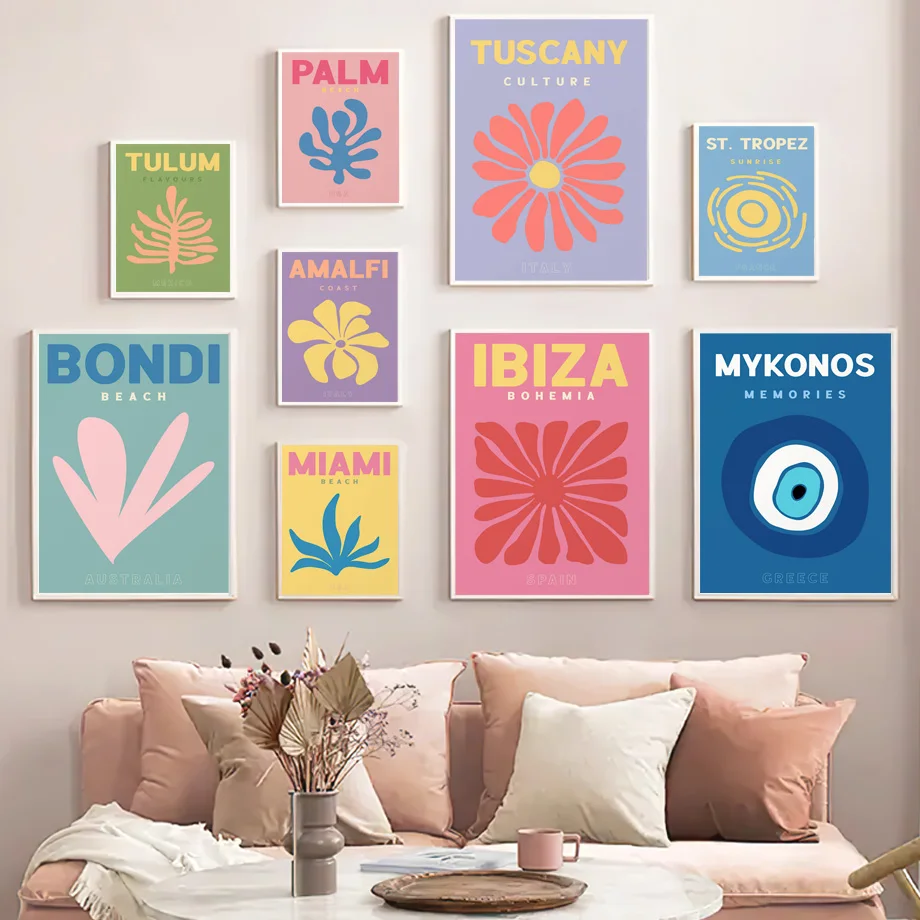 

Ibiza Spain Mexico Australia Travel Abstract Wall Art Canvas Painting Nordic Posters Prints Wall Pictures For Living Room Decor