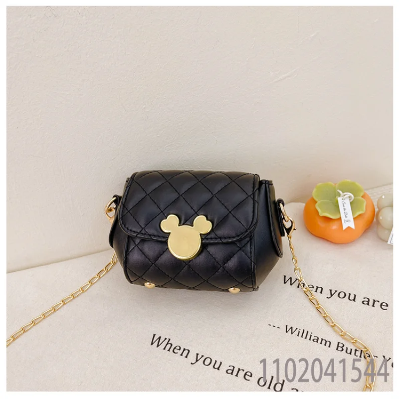 Disney Mickey Shoulder Bag for Girls Women with Chain Cartoon Solid Color Crossbody Bag Large Capacity Shopping Bag
