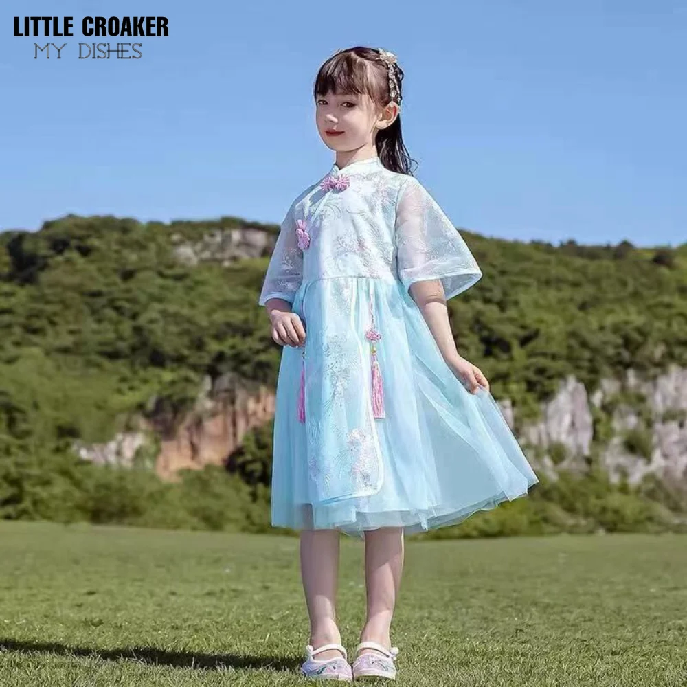 

4 To 12 Years Kids Clothes Children Princess Dress Spring Summer Half Sleeve Elegant Tulle Dress for Girls Halloween Costume