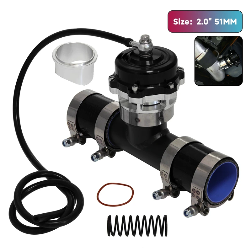 

50mm 35psi Turbo Blow Off Valve & BOV Adapter & Clamp & 2.0" OD Flange Pipe