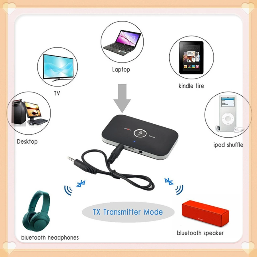 

5.0 Audio Transmitter Receiver 3.5mm RCA AUX Jack Stereo Music Wireless Adapter Dongle For PC TV Headphone Car Speaker